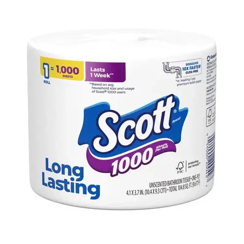 KIMBERLY-CLARK Kimberly-Clark 39327 Scott 1-ply toilet paper roll 1000 sheets 36 pack