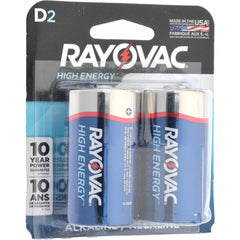 RAYOVAC Rayovac 813-2 Alkaline D Battery 1.5V Button Tab 2 Pack