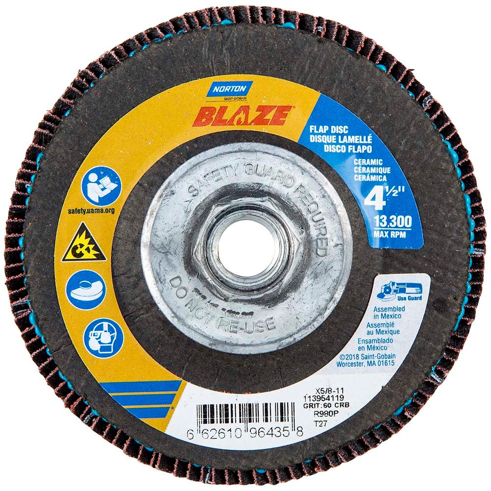 NORTON Norton 66261096435 Flap Disc 60 Grit Type 27 4.5 in