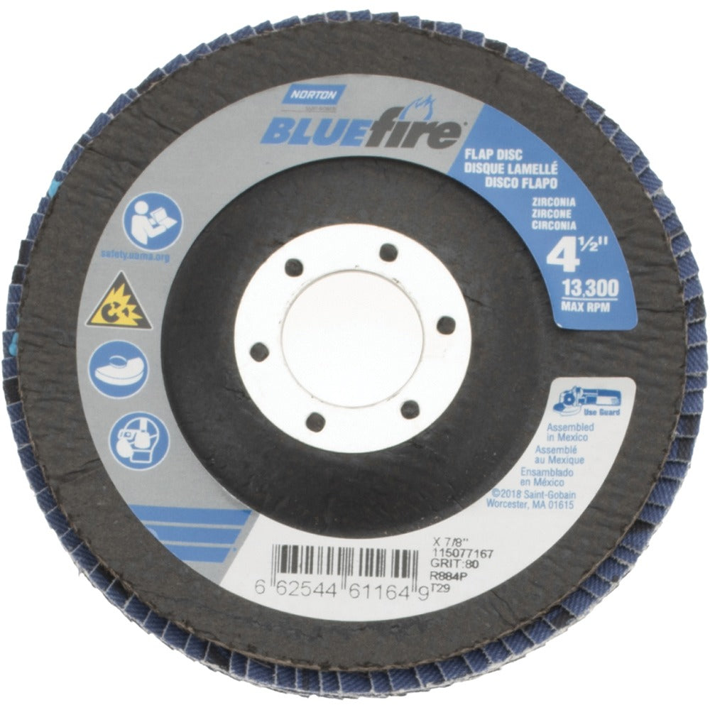 NORTON Norton 66254461164 Flap Disc 80 Grit Type 29 4.5 Inches