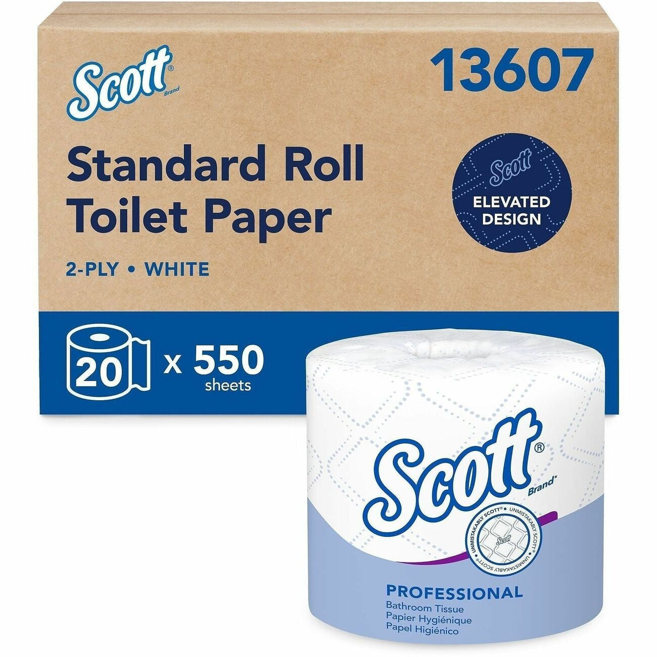 KIMBERLY-CLARK Kimberly-Clark KCC13607 Scott Professional Standard Roll Toilet Paper 550 Sheets/Roll (20 Rolls/Carton) KCC09021
