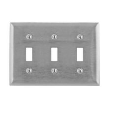 MULBERRY METAL PRODUCTS Mulberry Metal Products 93073 3-Gang Toggle Standard Size Metallic Finish Wallplate (4.5 in x 6.375 in)