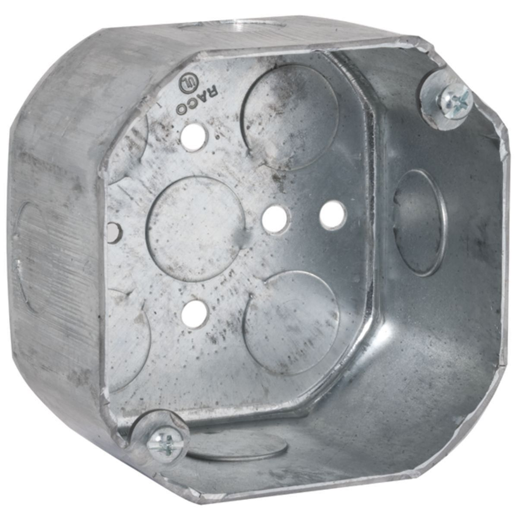 RACO Raco 165 Octagon Box, 21.5 cu-in, 4 in Dia X 2-1/8 in D