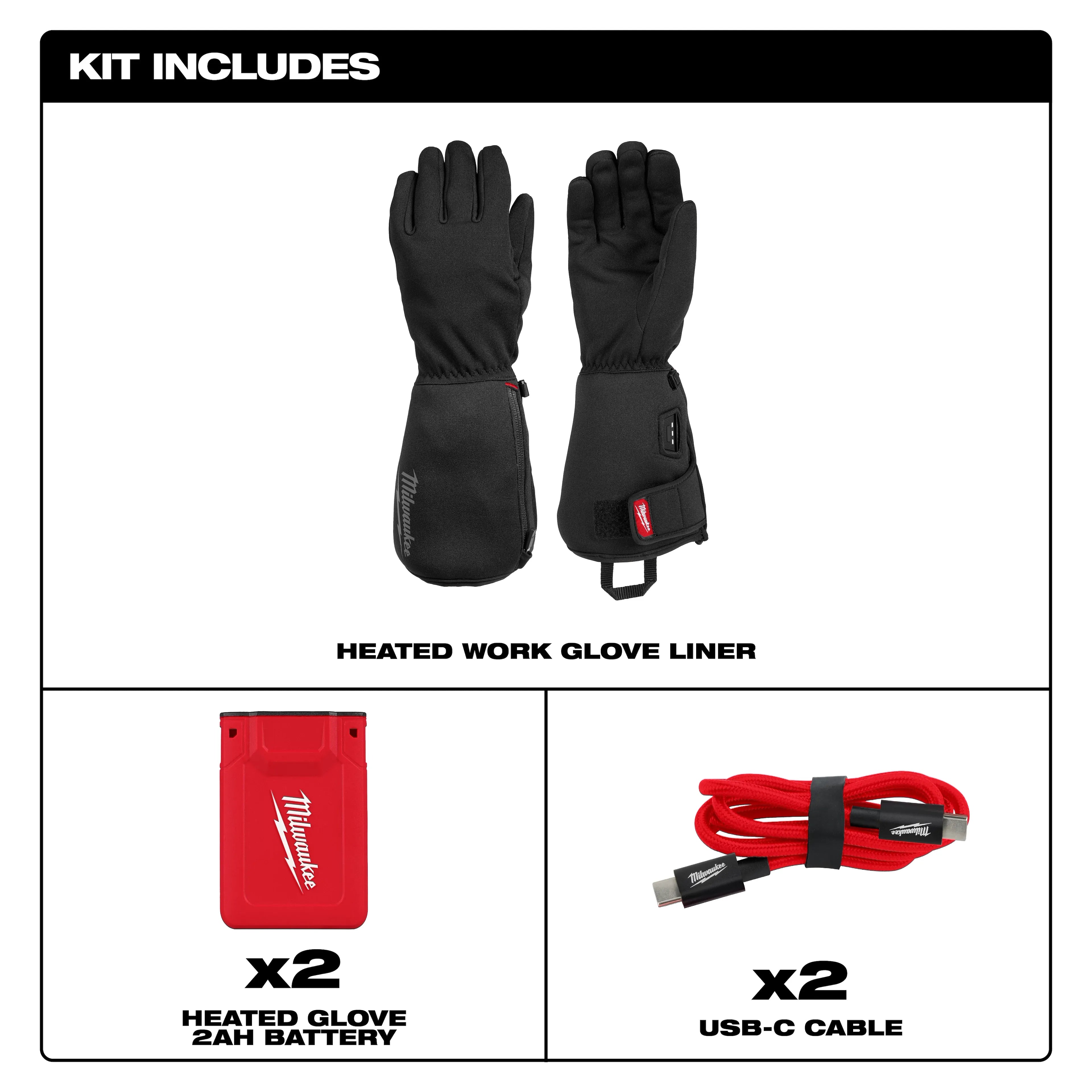 MILWAUKEE Milwaukee M701B-21M Heated Work Glove Liners 2Ah (M) M701B-21M