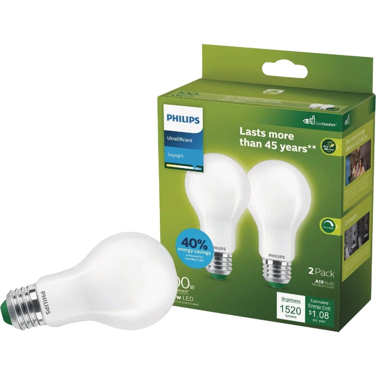 PHILIPS Philips 592139 Filament A19 E26 100W equivalent (2-Pack) 592139