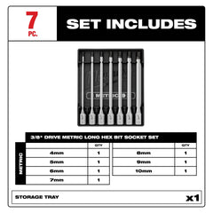 MILWAUKEE Milwaukee 48-22-9547 3/8 in Drive Long Hex Bit Socket Set (7 Piece Metric)
