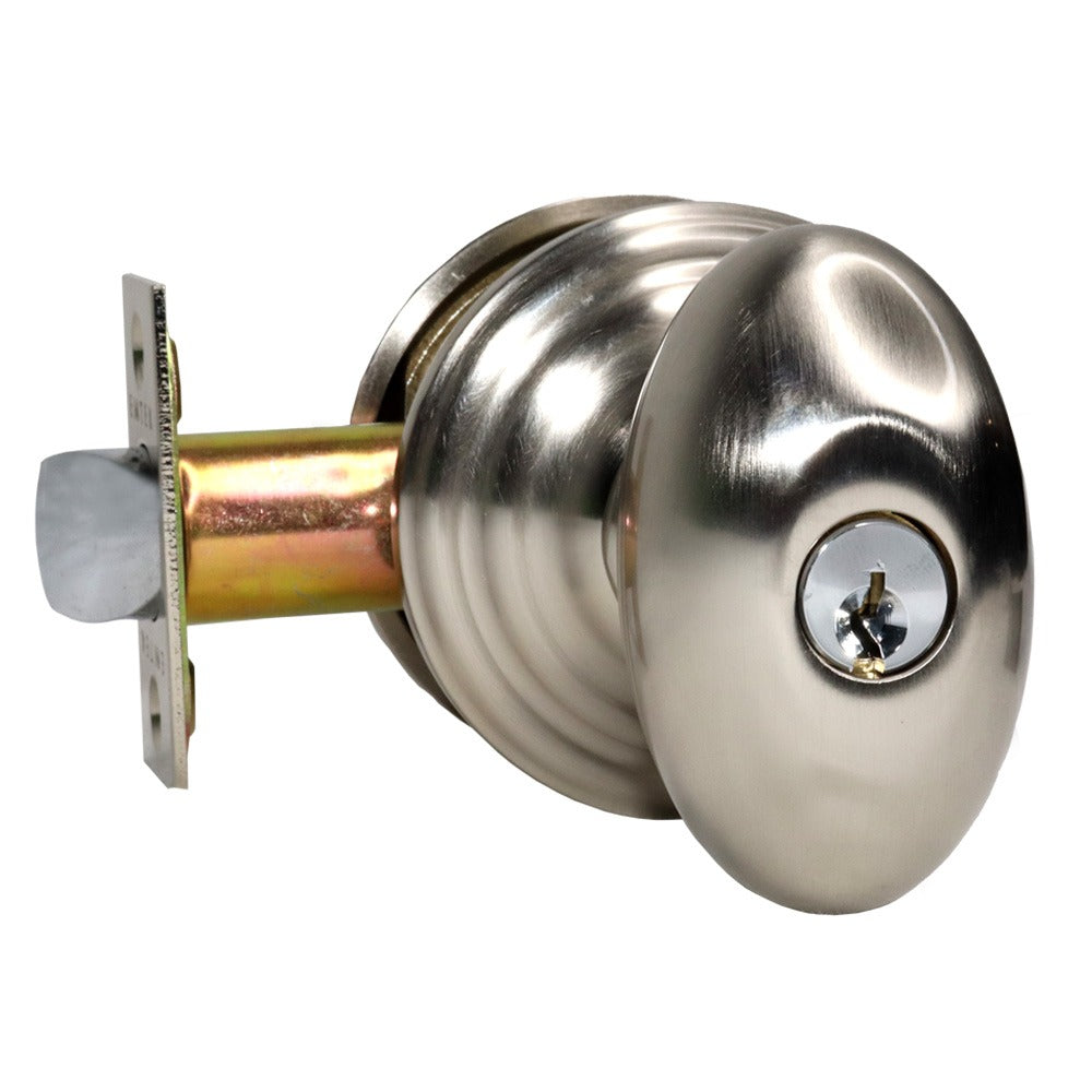 EMTEK Emtek 5100EUS15 Egg Knob Keyed Entry Satin Nickel