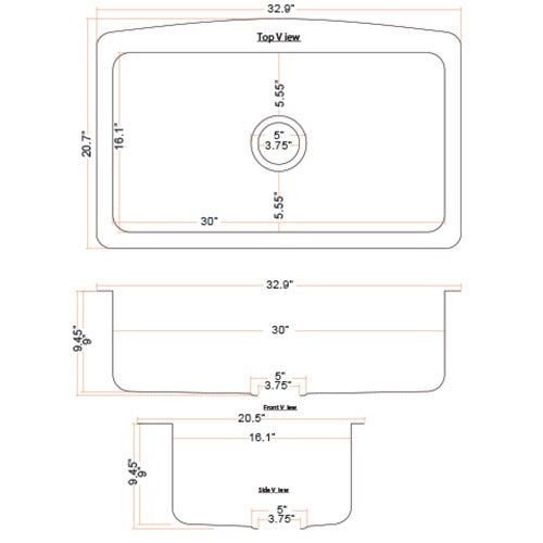 DAKOTA Dakota Plumbing Products DSE-HCA3320 Farmhouse Sink