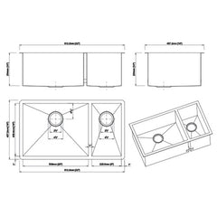 DAKOTA Dakota Plumbing DSZ-7030SV 70/30 Undermount Kitchen Sink Silver