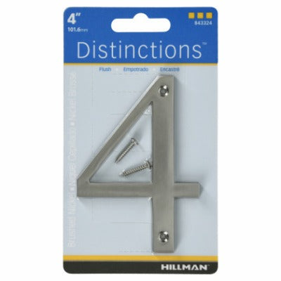HILLMAN Hillman Fasteners 843324 Flush Mount House Number 4 Nickel