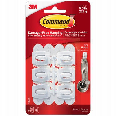 3M 3M Company 17006ES Mini Command Adhesive Hook 6 Pack