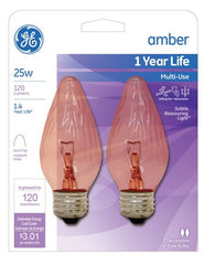 GE G E Lighting 75339 Amber Flame 25W Medium Base Bulb 2 Pack