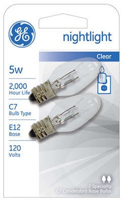 GE G E Lighting 27979 C7 Clear Night Light Bulb 5W 2 Pack