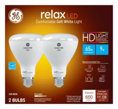 GE G E Lighting 93129938 Led BR30 Bulb 9W 2 Pack 2700K