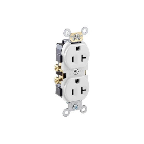 LEVITON Leviton CR20-WS Heavy Duty Narrow Body Straight Blade Duplex Receptacle 20 A 125 V (Window Pack) S02-0CR20-0WS
