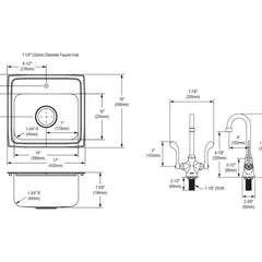 ELKAY Elkay LR1716C Lustertone 17 x 16 x 7-5/8 in Single Bowl Drop-In Sink Kit LR1716C