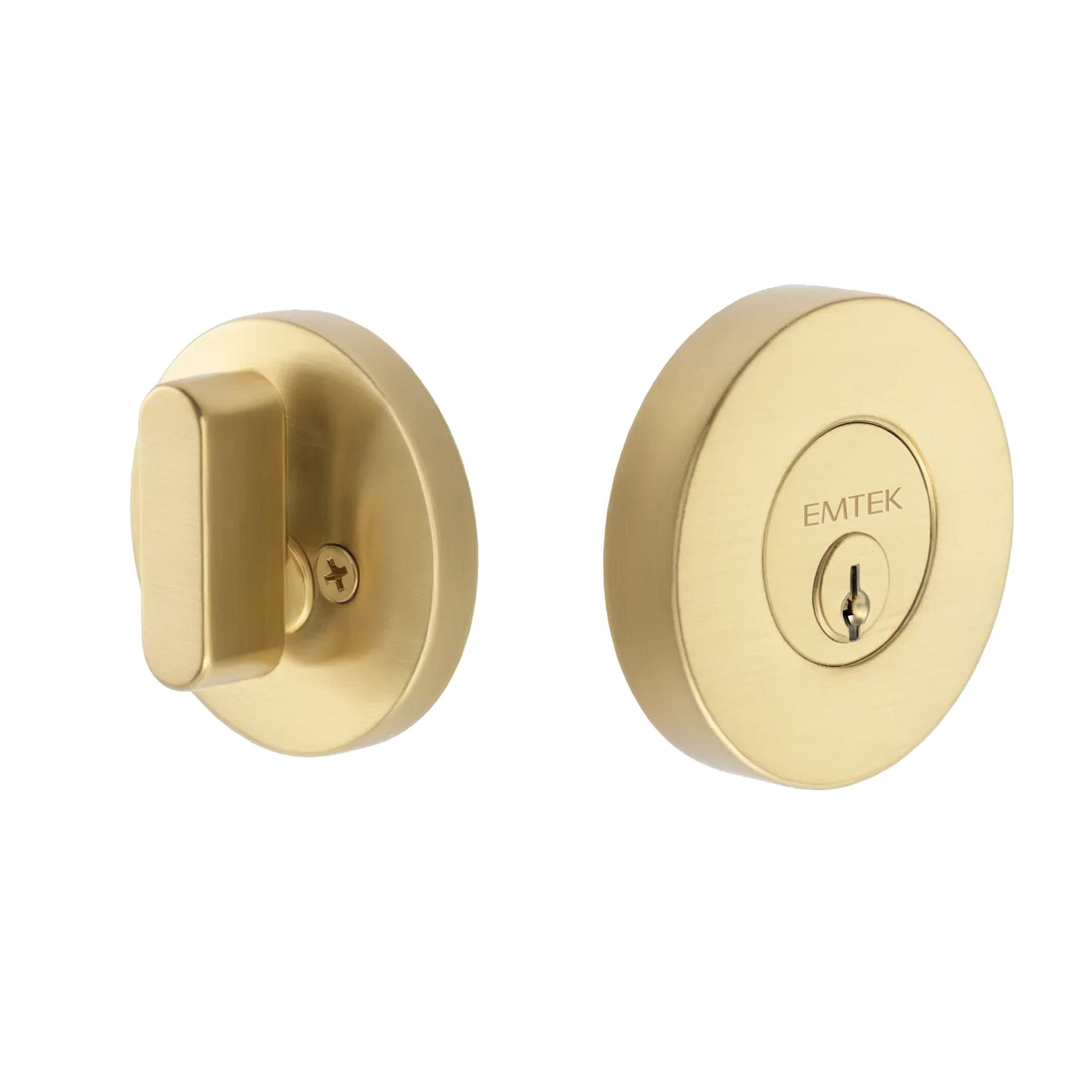 EMTEK Emtek EE2100SB Single Cylinder Round Deadbolt Satin Brass