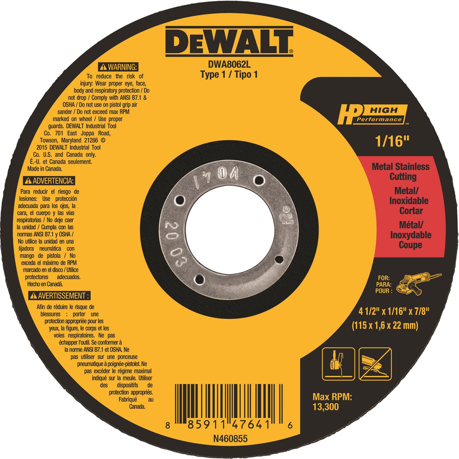 DEWALT DWA8062L GRINDING & CUT OFF WHEELS