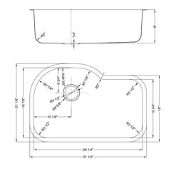 DAKOTA Dakota Plumbing Products DSR-3121 Undermount Kitchen Sink