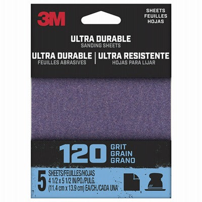 3M 3M Company 1/4SHT5PK120 Sandpaper Sheets 120 Grit 5 Pack