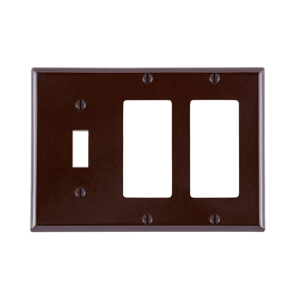 LEVITON Leviton 80431 Combination Wallplate Standard Size Thermoset Brown