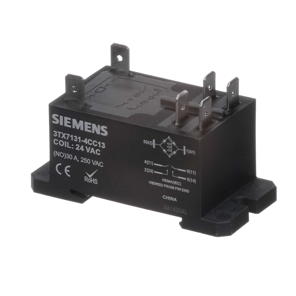 SIEMENS Siemens 3TX7131-4CC13 Plug In Enclosed Power Relay 30A 24VAC DPST-NO Contacts