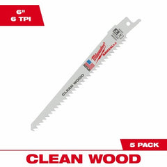 MILWAUKEE Milwaukee 48-00-5015 6 in 6 Tpi Wood Reciprocating Blade 5pk