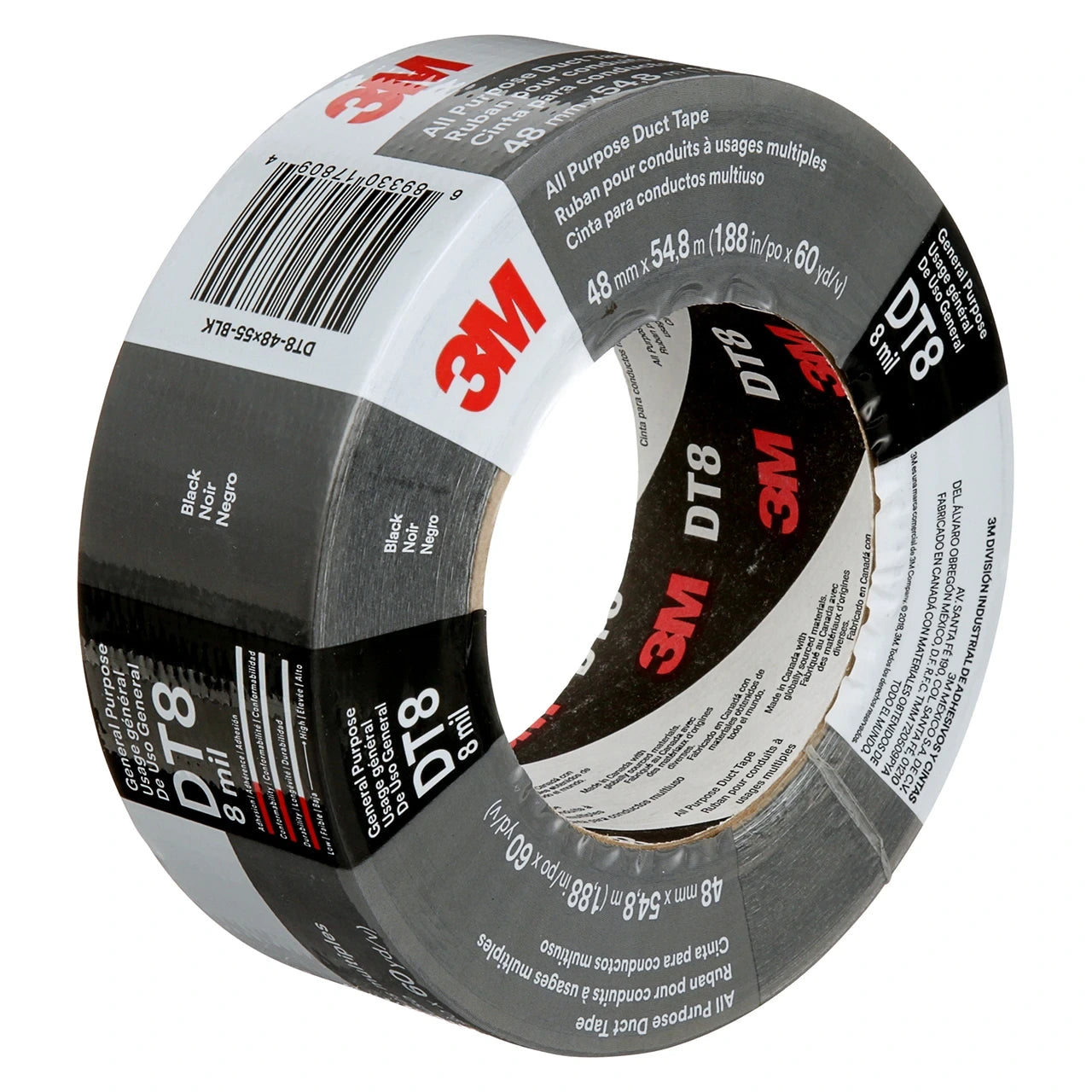 3M 3M 7100174104 All Purpose Duct Tape DT8 8 mil (48 mm x 54.8 m, 24 Rolls) DT8IW