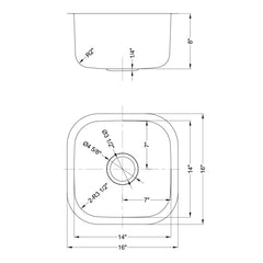 DAKOTA Dakota Plumbing Products DSR-1616 Undermount Bar Sink