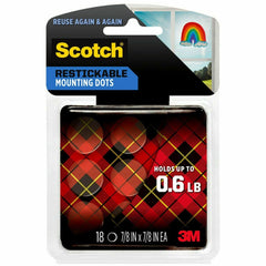 3M 3M MMMR105 Restickable Mounting Tabs 7/8 x 7/8 (18/Pack / R105)