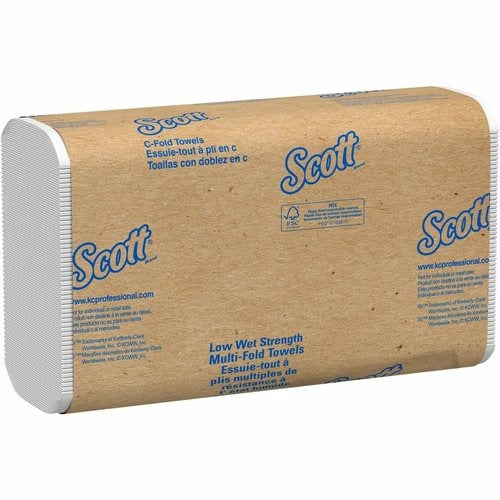 KIMBERLY-CLARK Kimberly-Clark KCC06041 Scott Essential Low Wet Strength Towels C-fold (10.10 inches x 13.10 inches, 200/Pack, 12/Carton) 06041