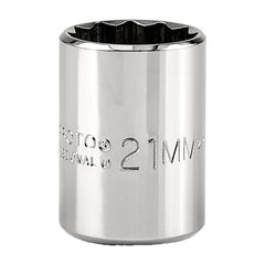 PROTO Proto J5421M 21mm 12-point 1/2 Drive Hand Socket