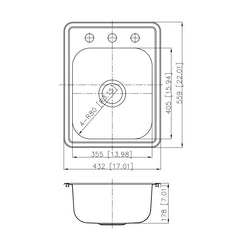 DAKOTA Dakota Plumbing Products GSR-22-TM1722-3 Kitchen Sink