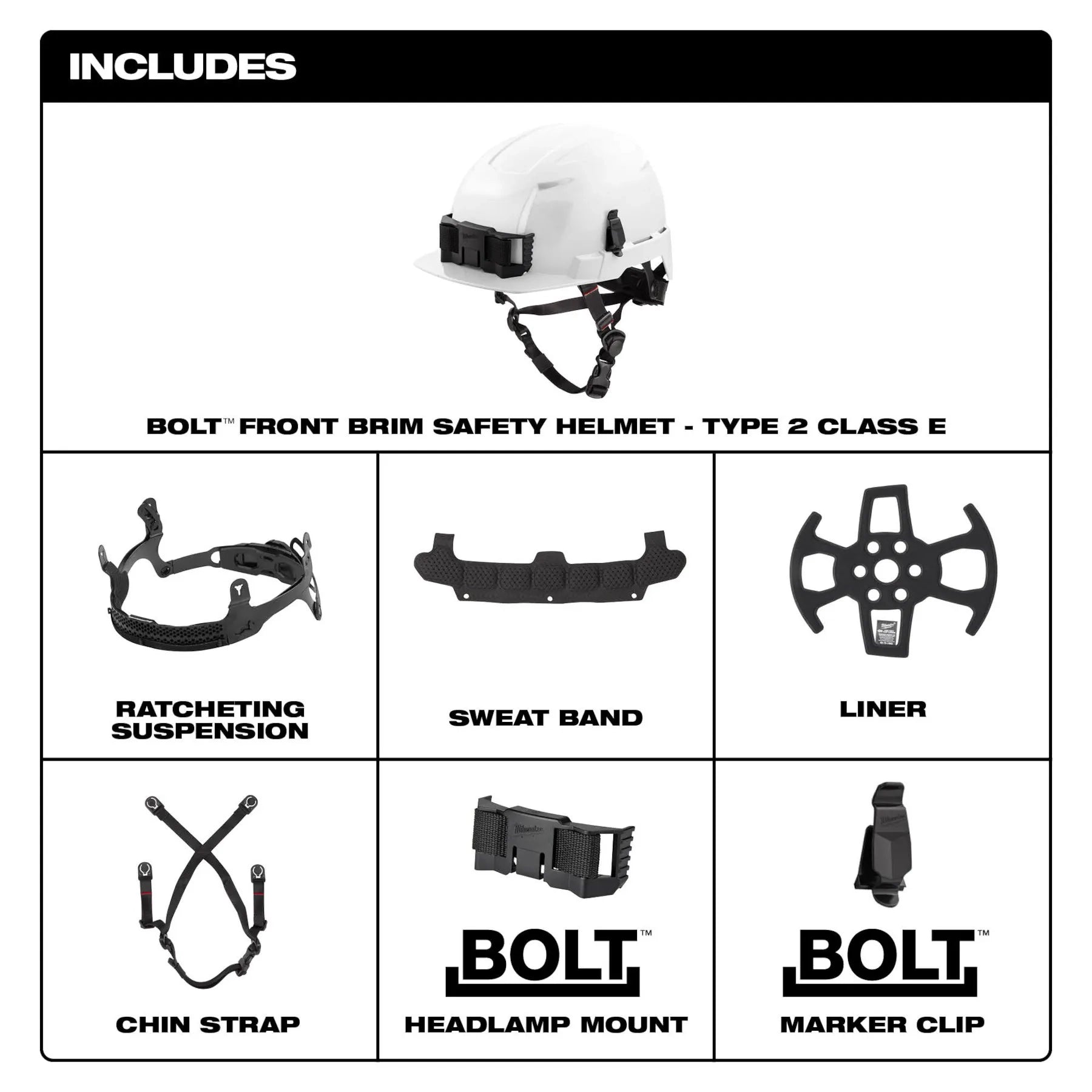 MILWAUKEE Milwaukee 48-73-1333 Front Brim Helmet Type 2 Class E