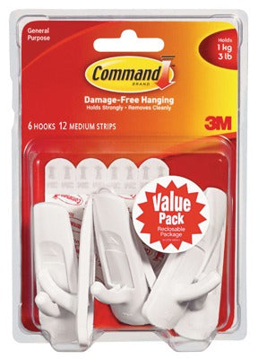 3M 3M Company 17001-6ES Medium Command Hook 6-pack
