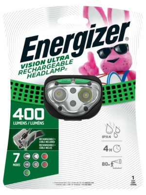 ENERGIZER Eveready Battery Co ENDHDFRLP Rechargeable Headlamp 400 Lumens