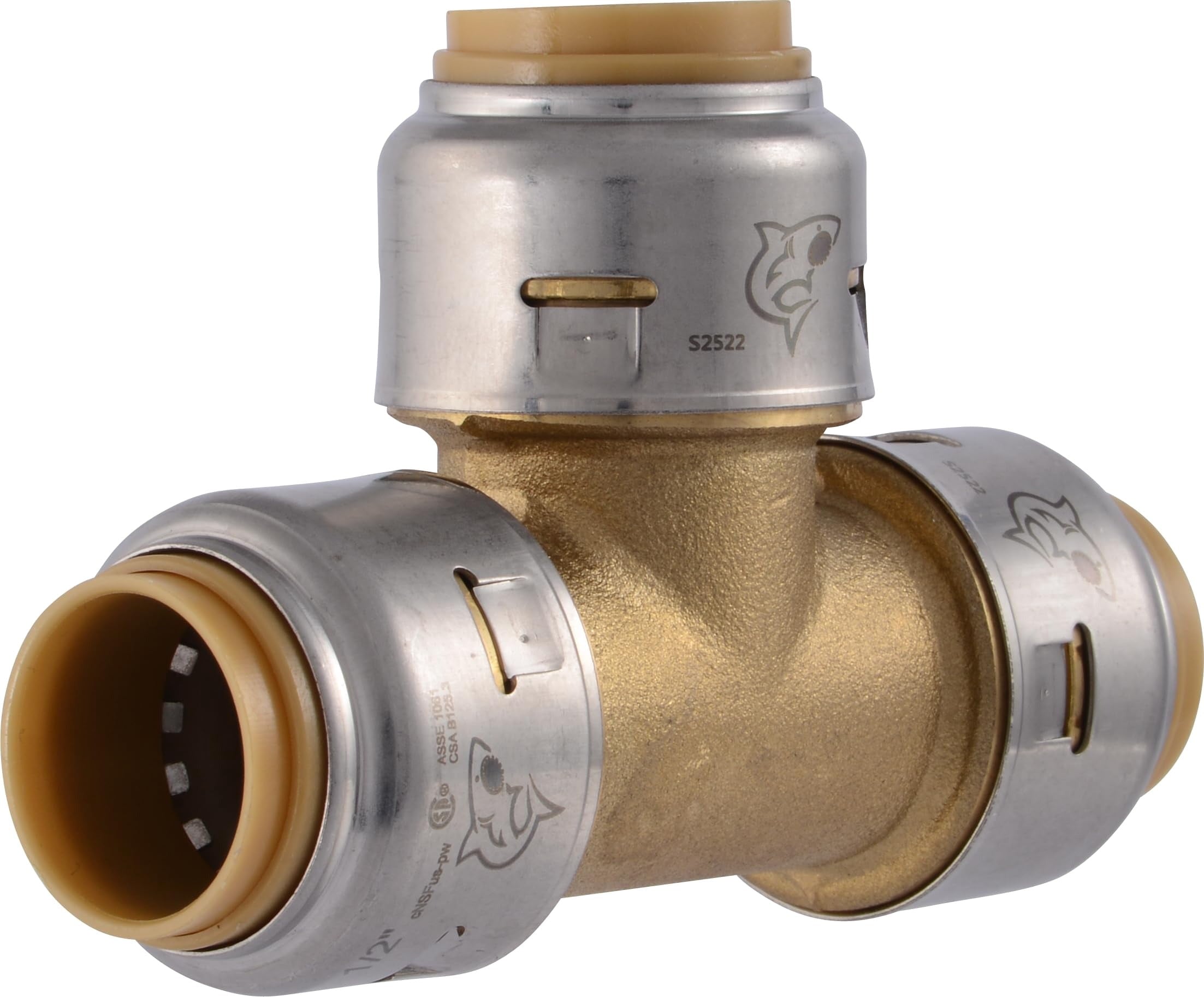 CASH-ACME Cash Acme UR362A Push-to-Connect Brass Tee Fitting (0.5 x 0.5 x 0.5 in)