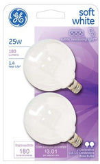 GE G E Lighting 44412 Globe Bulb 25W G16 1/2 Candelabra 2 Pack