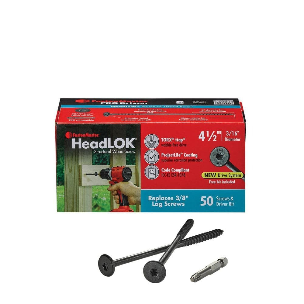FASTENMASTER Fastenmaster FMHLGMTT412-50 HeadLOK Structural Wood Screws 4-1/2 in. (50-Pack)