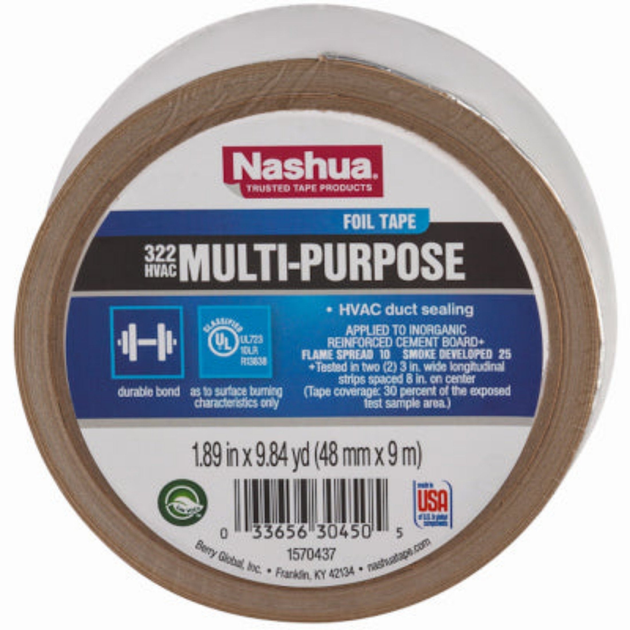 BERRY GLOBAL Berry Global 1087626 Nashua HVAC duct sealing foil tape 1.89 in x 9.84 yd 647356