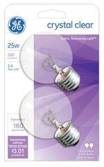 GE G E Lighting 31106 25W G16.5 Clear Globe Lamp 2 Pack