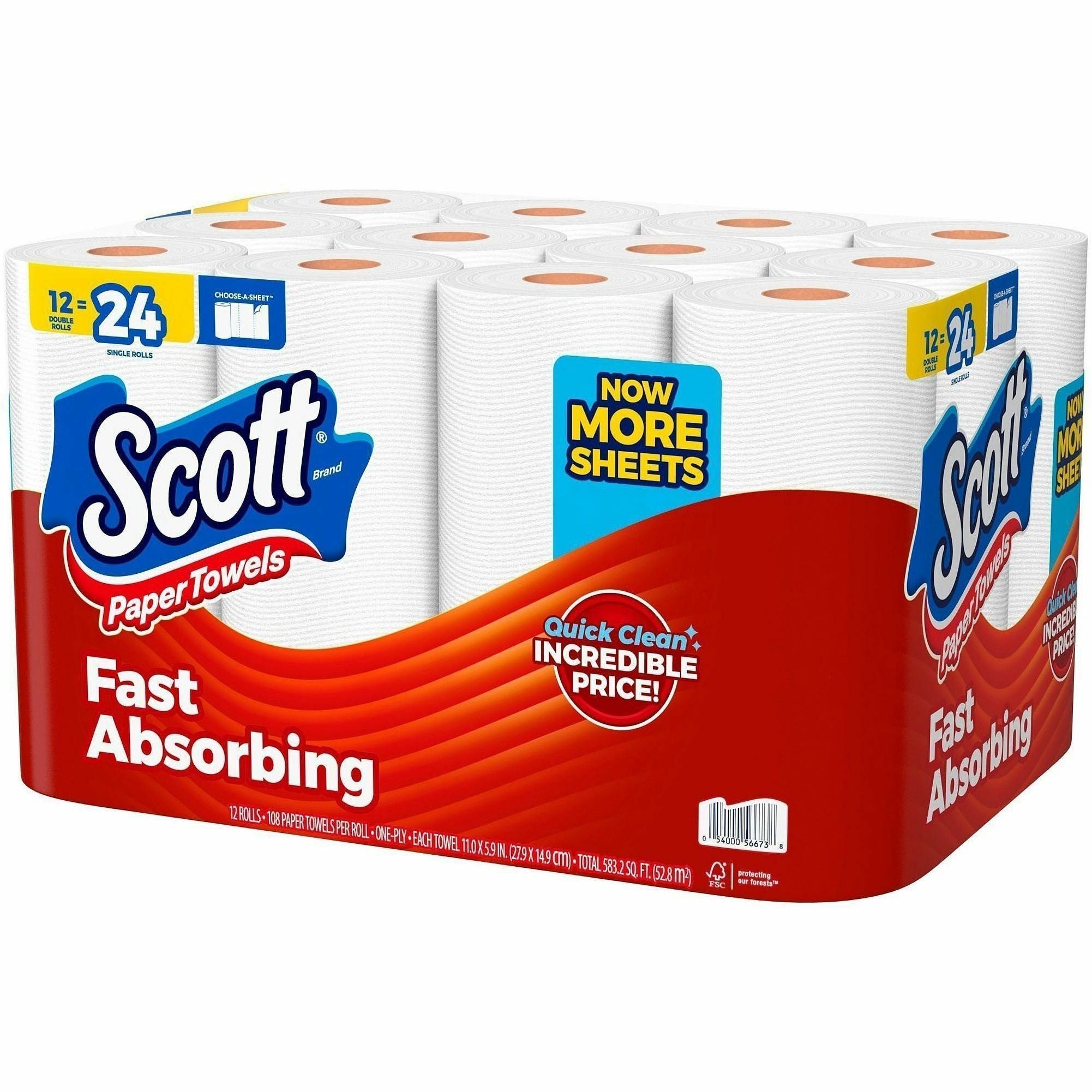 KIMBERLY-CLARK Kimberly-Clark KCC56672 Scott Choose-A-Sheet Paper Towels 12 / Pack KCC56672