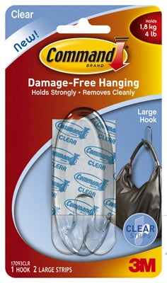 3M 3M Company 17093CLRES Large Clear Hook 3 Lb 6 Pack
