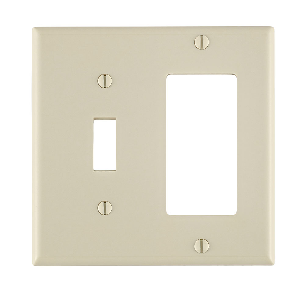 LEVITON Leviton 80405-T 2-Gang, 1-Toggle 1-Decora/GFCI Device Combination Wallplate, Standard Size