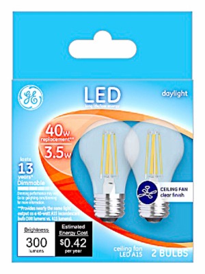 GE G E Lighting 28945 A15 Led Bulb 3.5W Daylight 300 Lumens 2 Pack