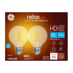 GE G E Lighting 31544 Led G25 Globe Bulb 5.5W Soft White 2 Pack