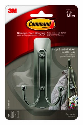 3M 3M Company 17036BN-ES Large Brushed Nickel Metal Double Hook