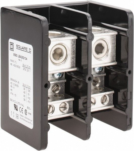 SCHNEIDER ELECTRIC Square D 9080LBA263104 Distribution Block 2P 600V