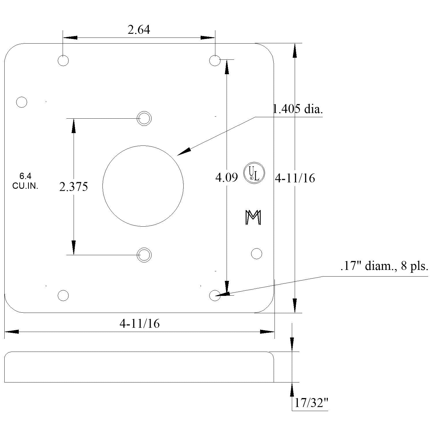 MULBERRY METAL PRODUCTS Mulberry Metal Products 11503 Raised Cover for Single Receptacle 1/2 Inch (4-11/16 Inch)