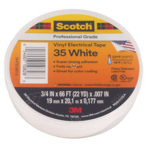 DIVERSITECH Diversitech ET35W Scotch 35 Vinyl Electrical Tape - White 3/4 Inch x 66 Feet